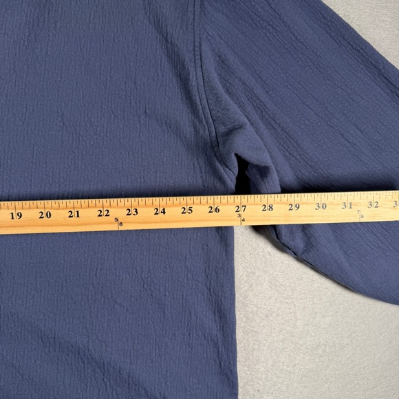 Aerie Textured Pullover Sweatshirt Women's XL Blue V Neck Pom Pom Tassel - Picture 6 of 13